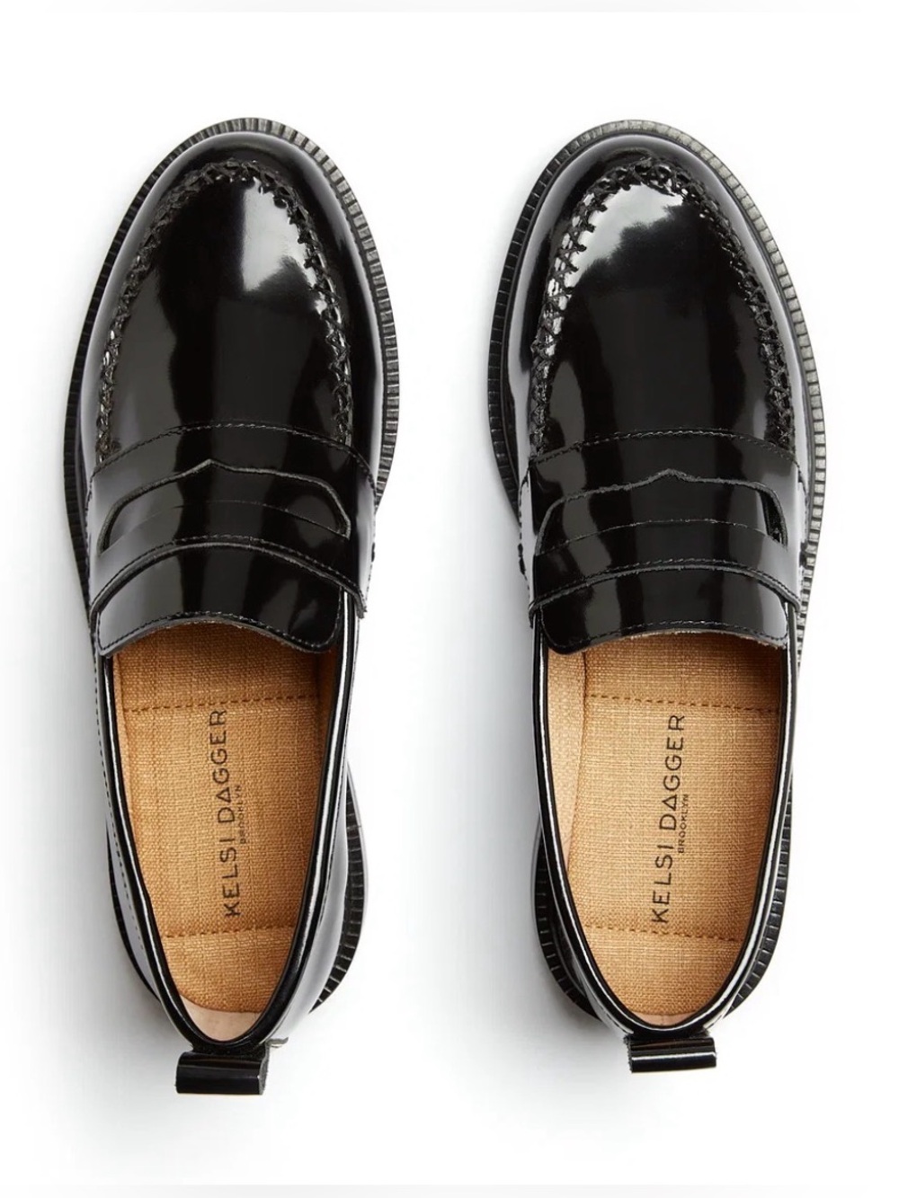 KELSI DAGGER Brooklyn Lens Black Patent Leather Loafers Size 10W